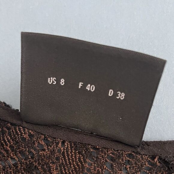 Akris Brown Silk Blend Long Sleeve Leaves Knit Crochet Shift Dress - Picture 5 of 6